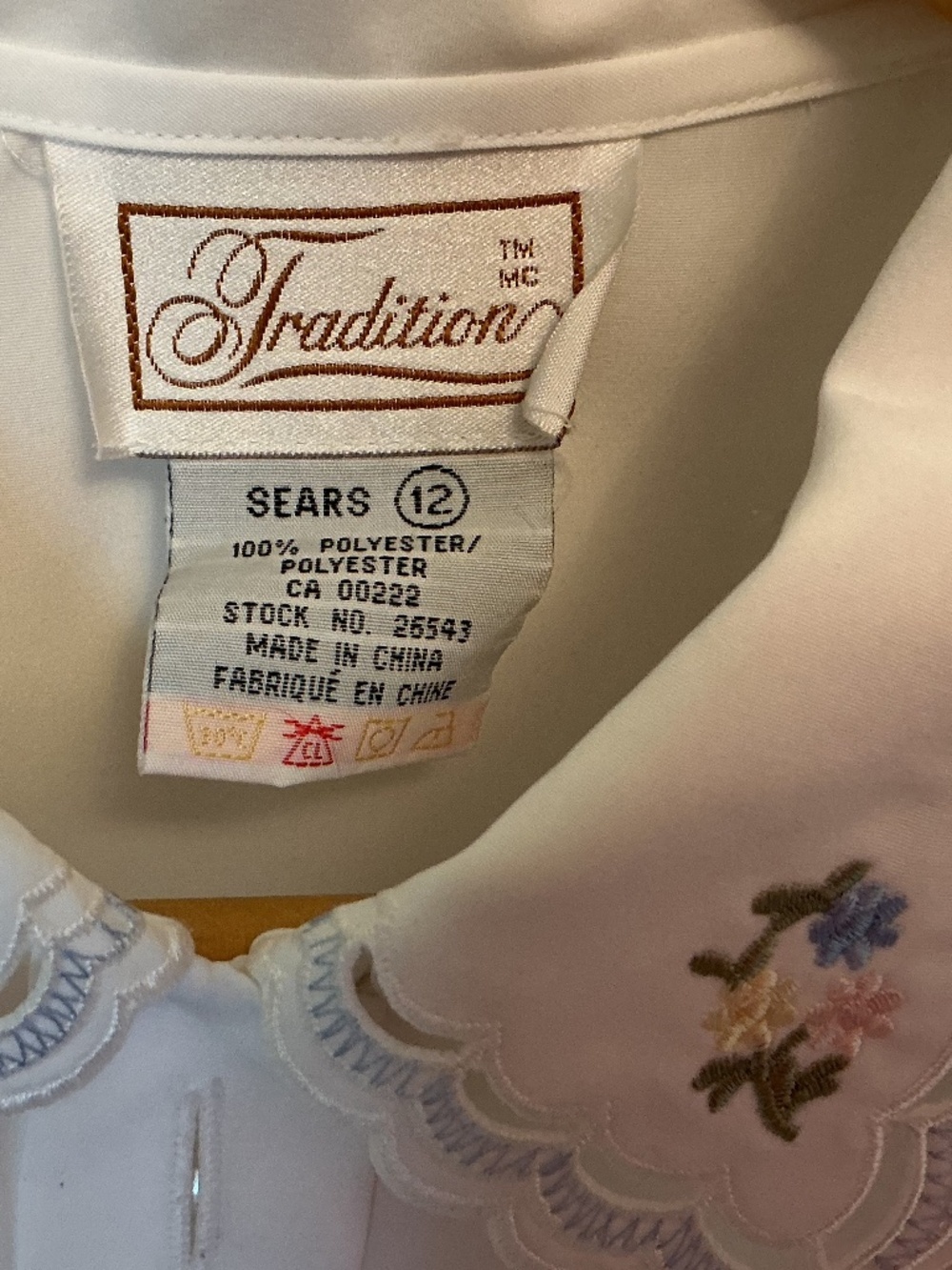 VTG 80s Sears Tradition White Embroidered Blouse Lace Collar Cottagecore Sz 12 - Picture 2 of 9